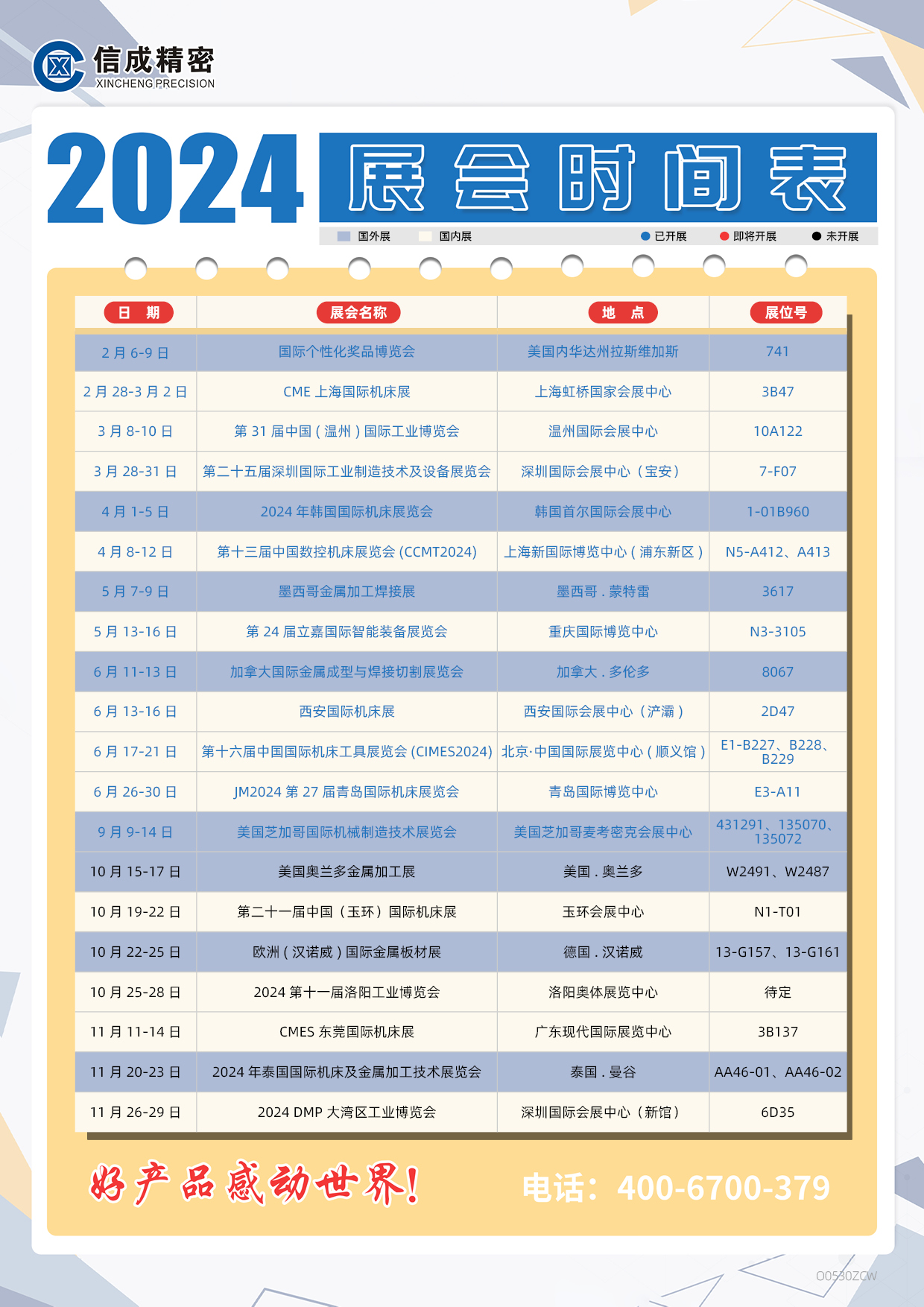 洛陽信成2024年下半年展會安排時(shí)間表
